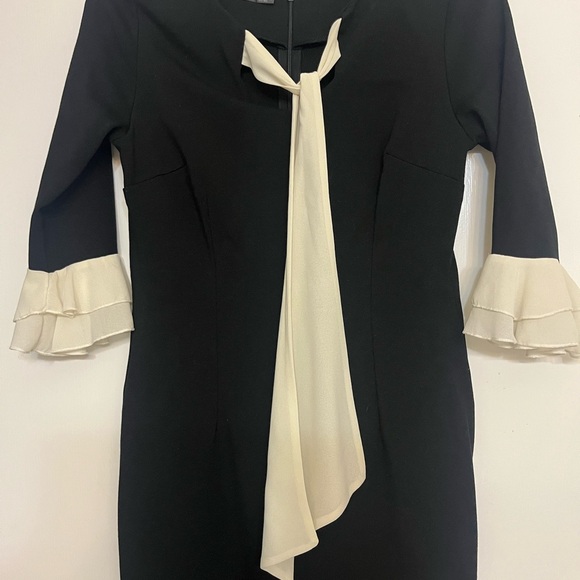Homeyee Chic Black and Cream Long Sleeve Dress Size U.S. S - Med - Picture 2 of 5